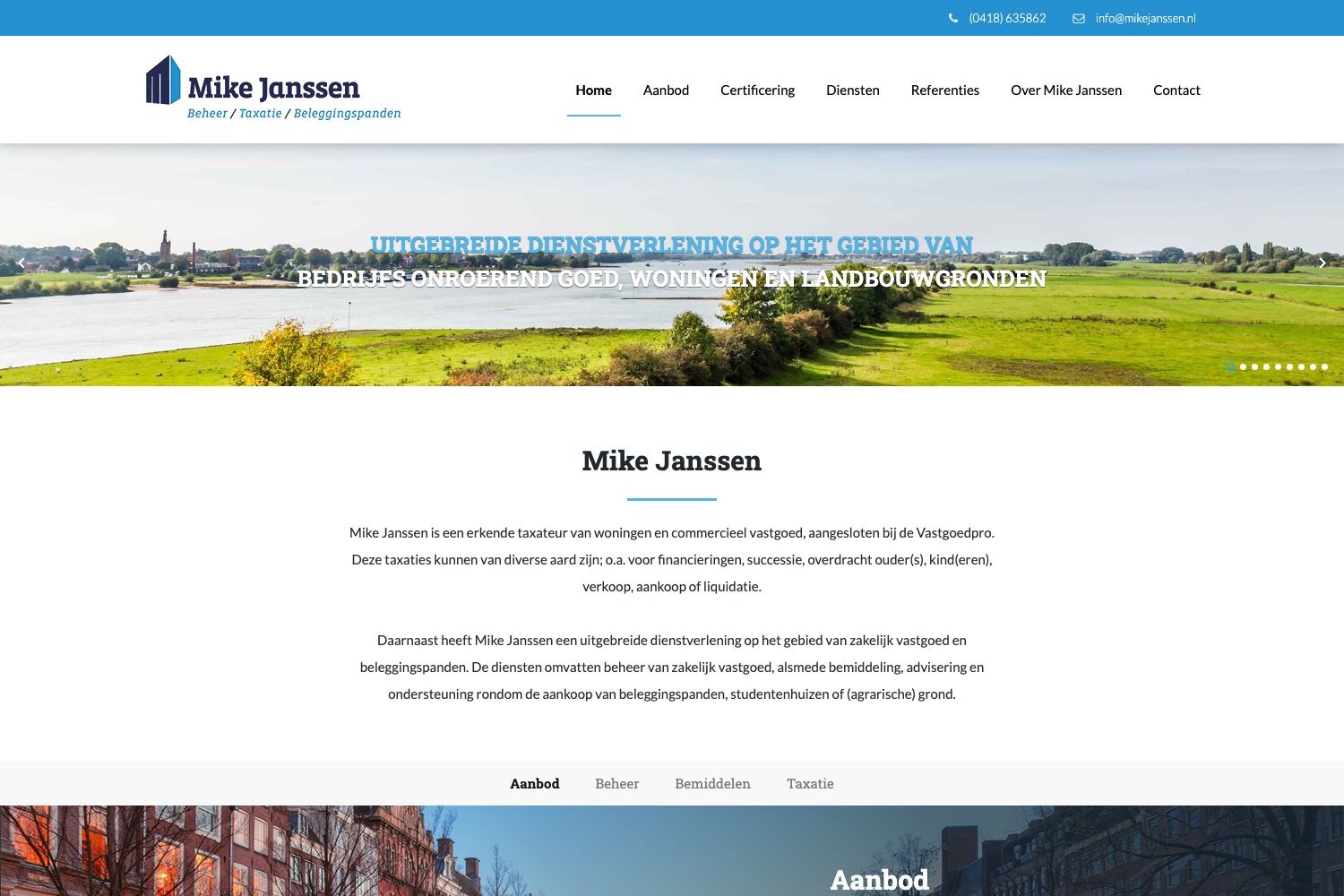 Banner Mike Janssen Beheer/taxatie/beleggingspanden