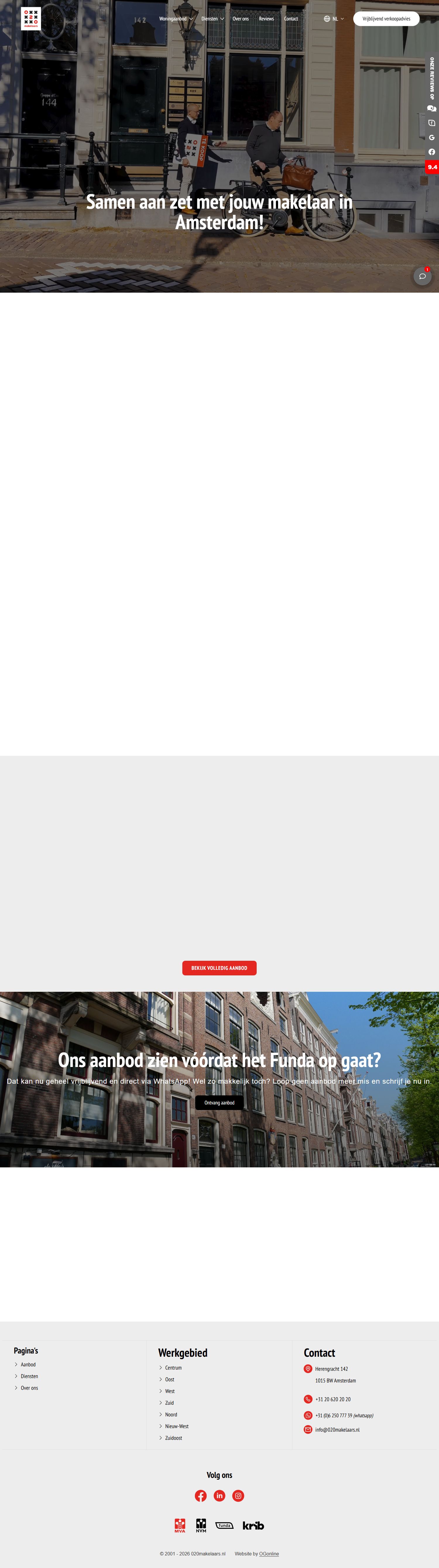 Screenshot of the website of www.020makelaars.nl