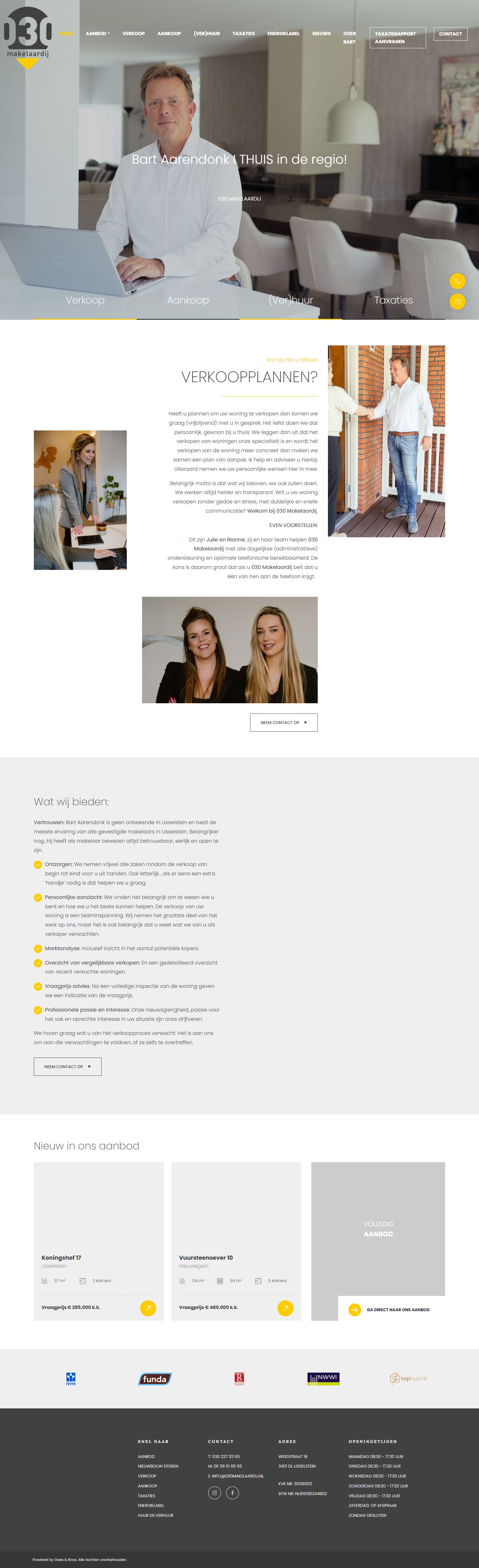 Screenshot of the website of www.030makelaardij.nl