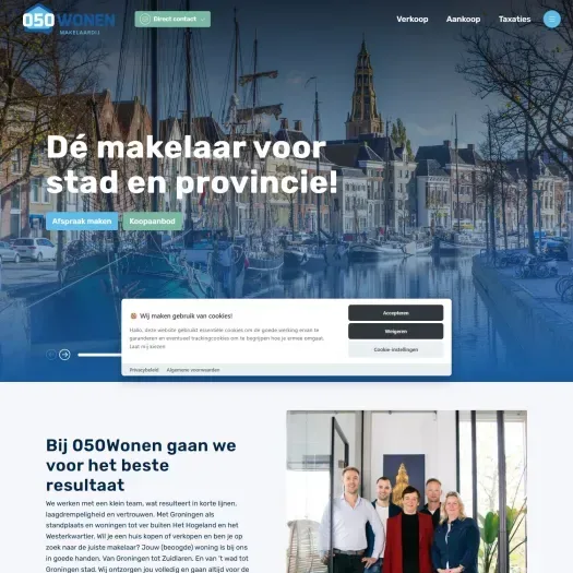 Screenshot van de website van www.050wonen.nl