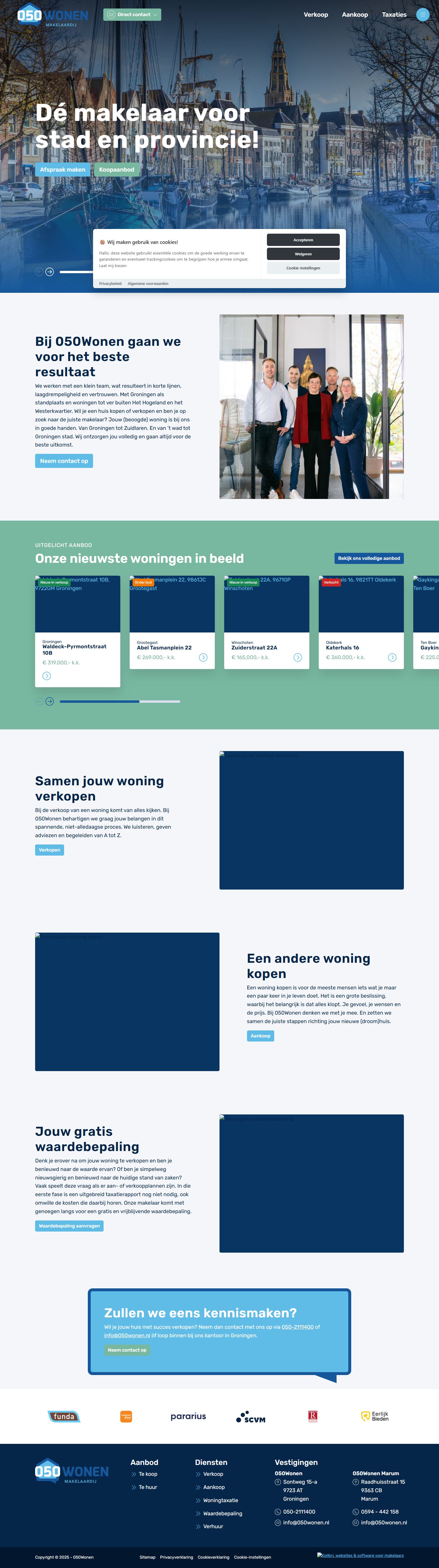 Capture d'écran du site web de www.050wonen.nl