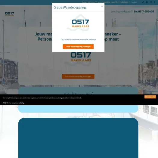 Screenshot van de website van www.0517makelaars.nl