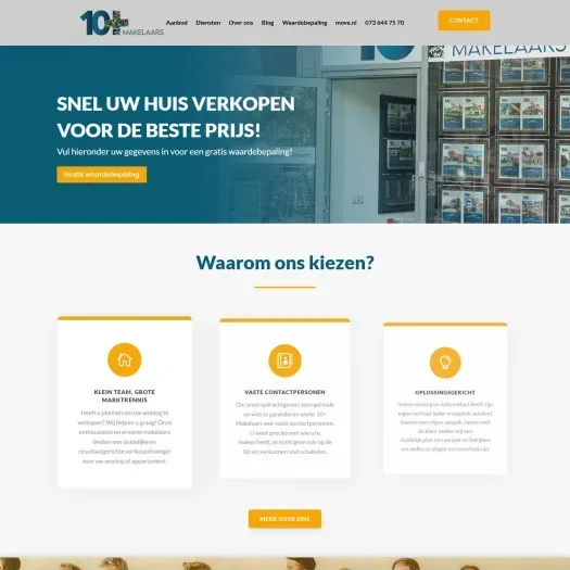 Screenshot of the website of www.10plusmakelaars.nl