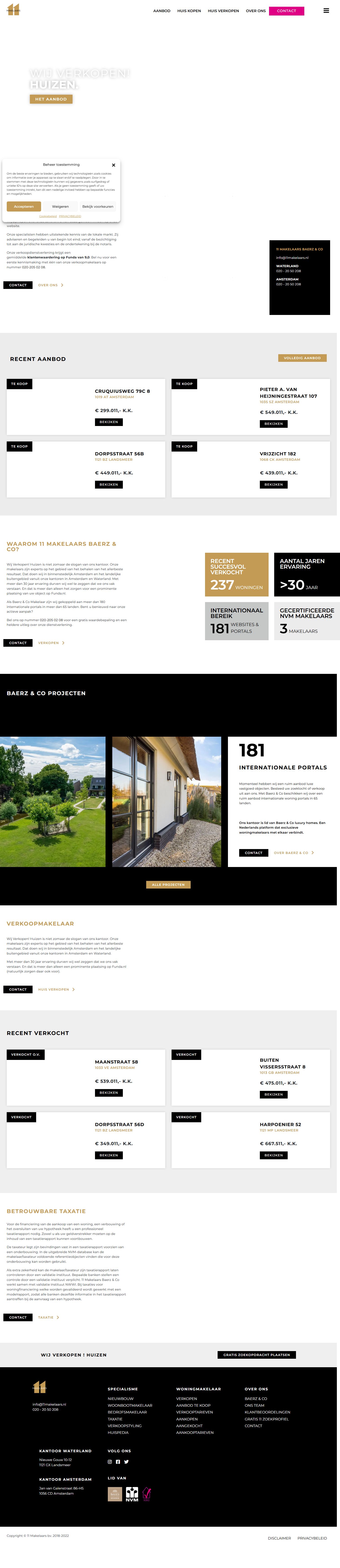 Capture d'écran du site web de www.11makelaars.nl