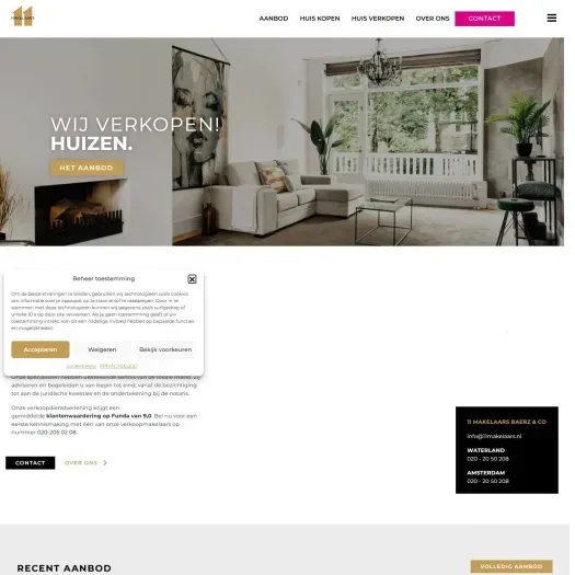 Screenshot van de website van www.11makelaars.nl