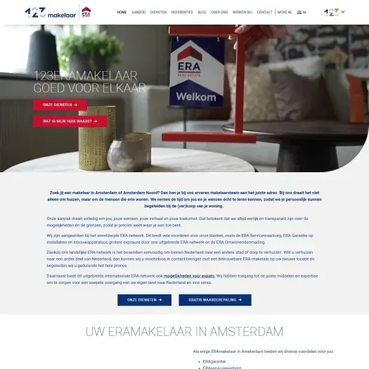 Screenshot van de website van www.123makelaar.nl