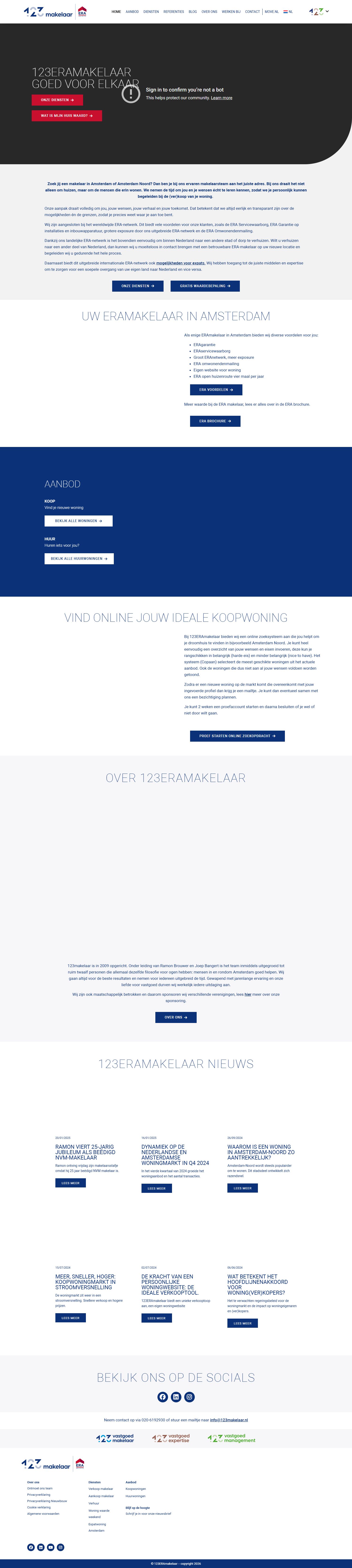 Screenshot van de website van www.123makelaar.nl