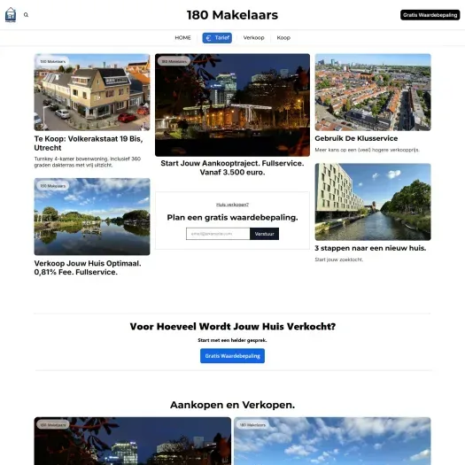 Screenshot of the website of www.180makelaars.nl