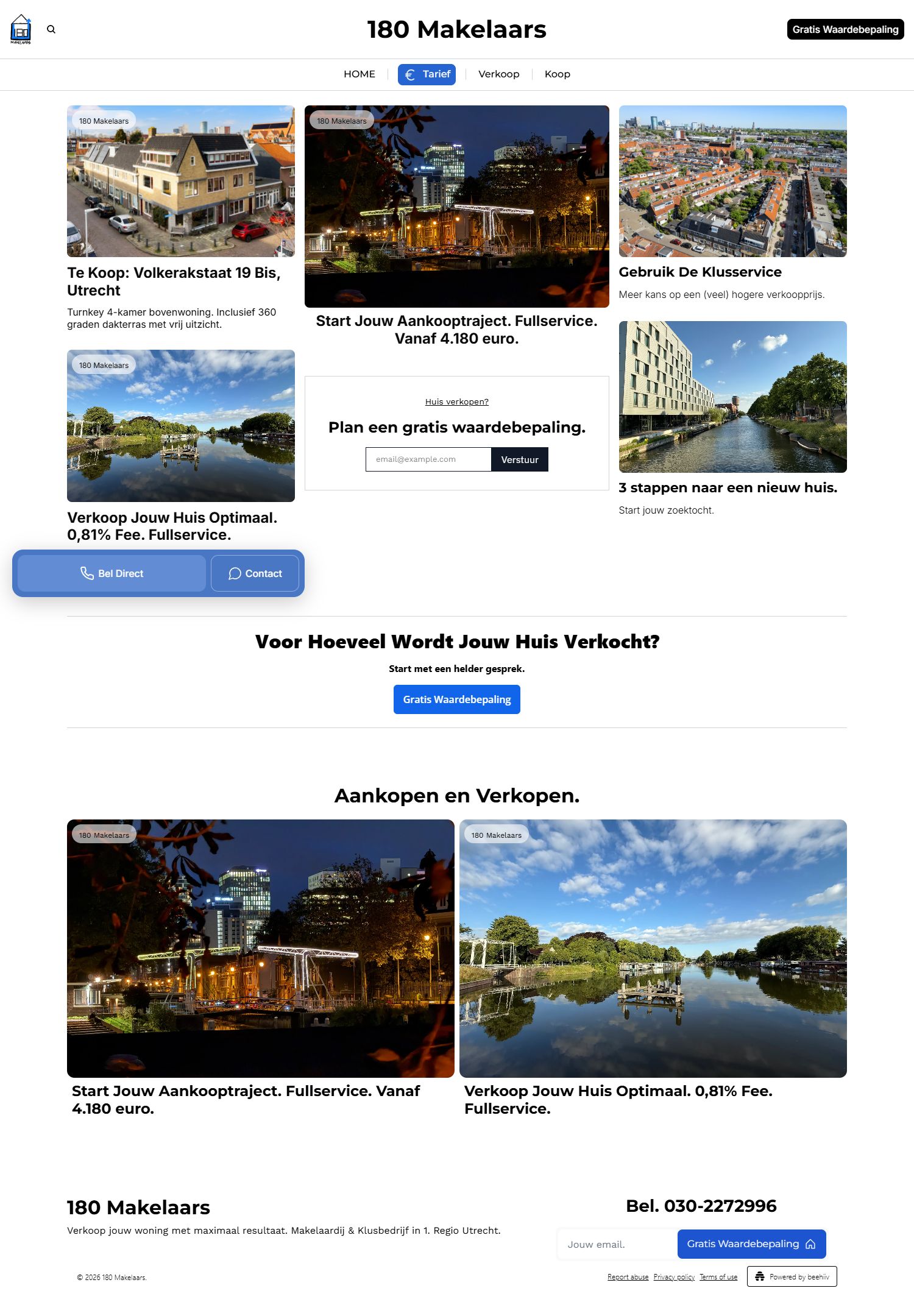 Screenshot of the website of www.180makelaars.nl