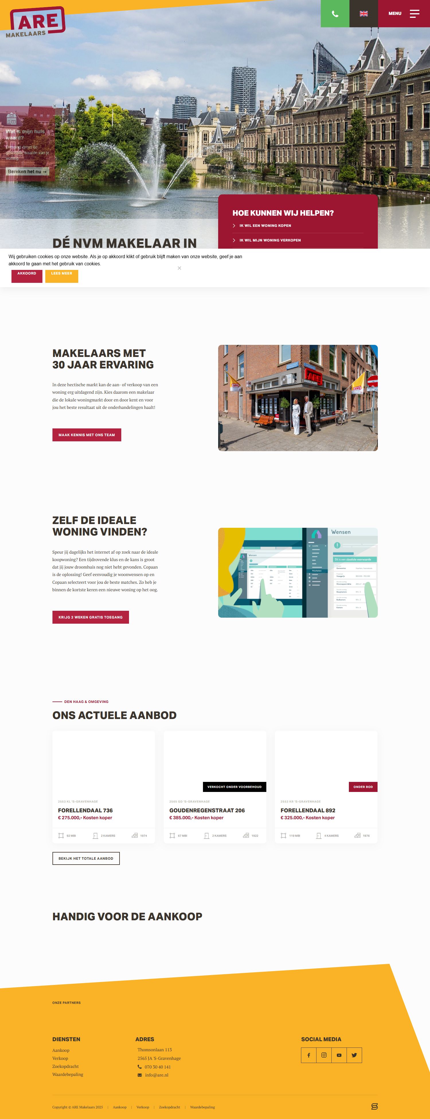 Screenshot der Website von www.are.nl