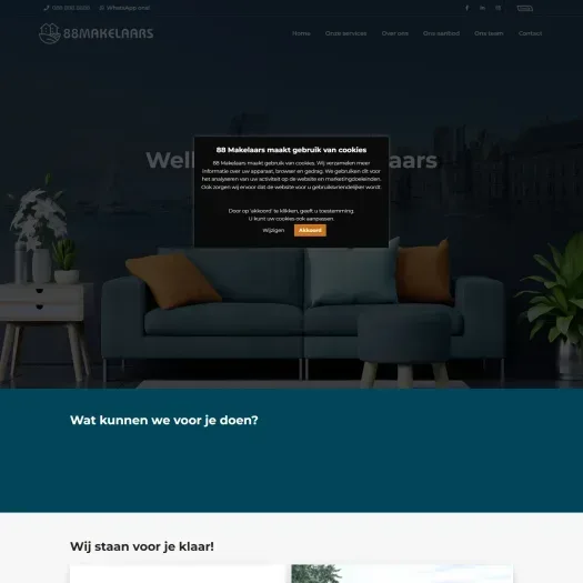 Screenshot of the website of www.88makelaars.nl