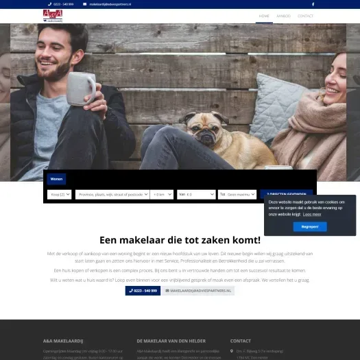 Screenshot der Website von www.aamakelaardij.nl