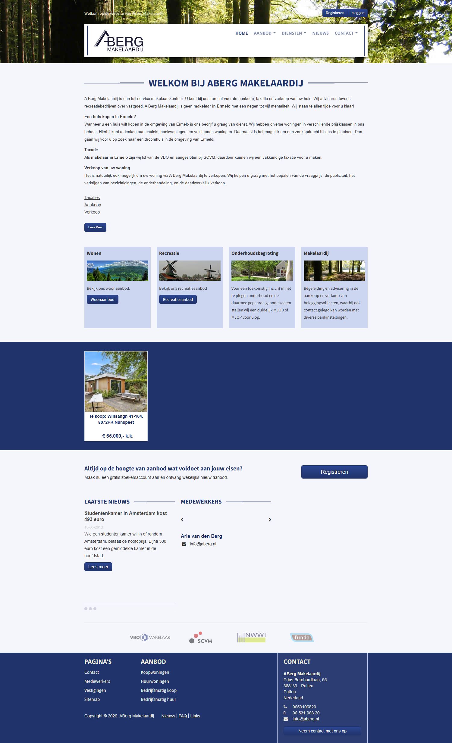 Screenshot of the website of www.aberg.nl