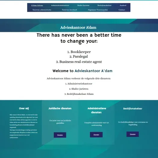 Screenshot van de website van adamadvies.com