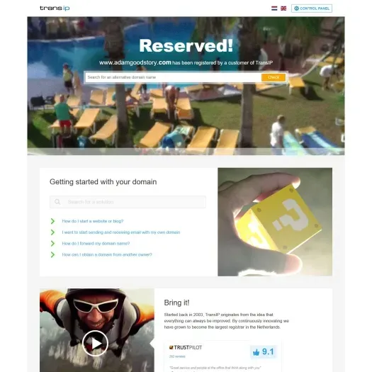 Screenshot van de website van www.adamgoodstory.com