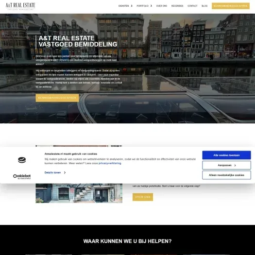 Screenshot van de website van www.atrealestate.nl