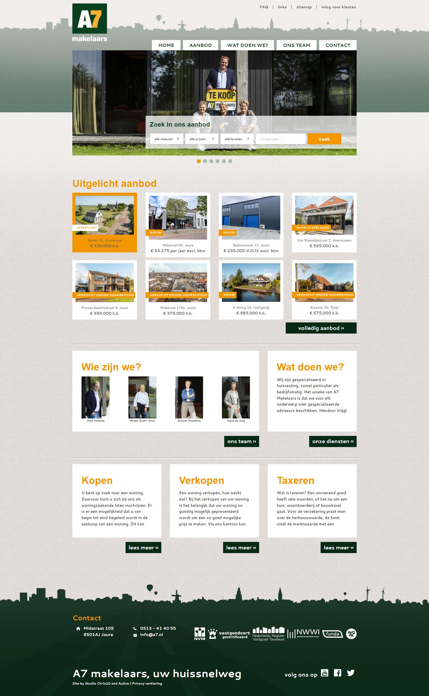 Screenshot of the website of www.a7.nl