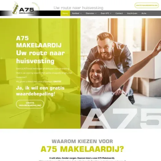 Screenshot of the website of www.a75.nl