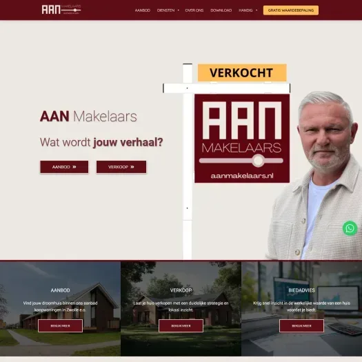 Screenshot van de website van www.aanmakelaars.nl