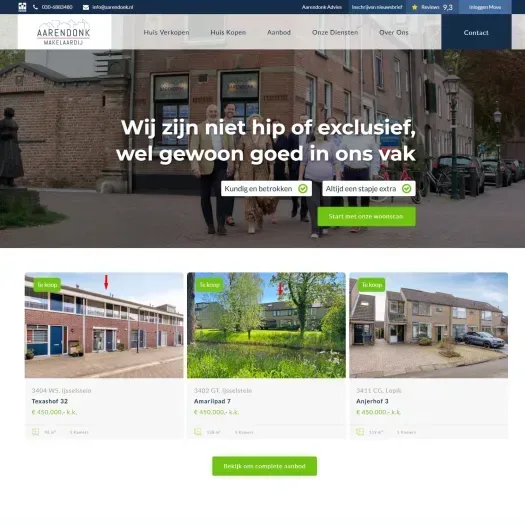 Screenshot of the website of www.aarendonk.nl