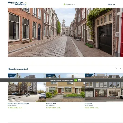 Screenshot der Website von www.aarnoutsemakelaardij.nl