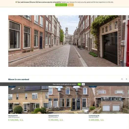 Screenshot van de website van www.aarnoutsemakelaardij.nl