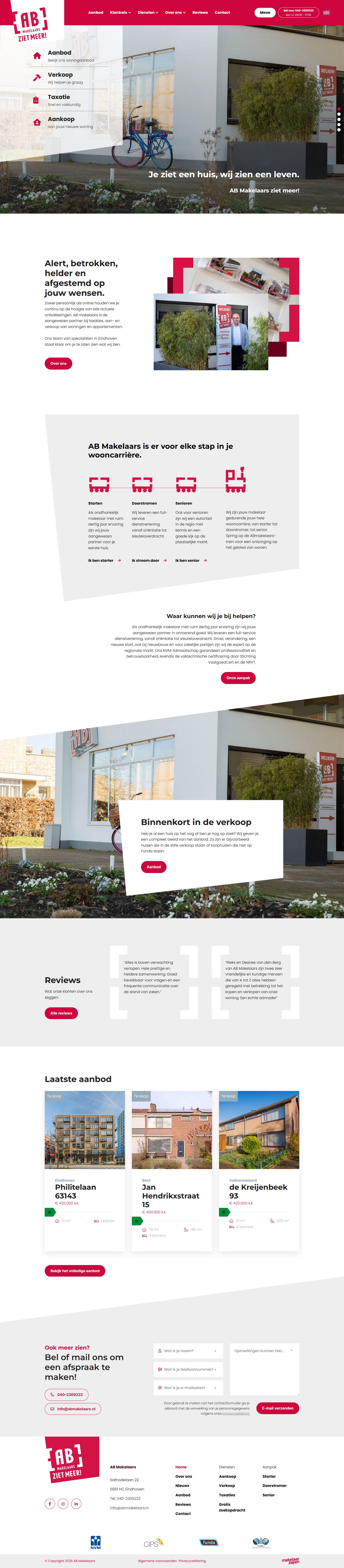 Screenshot van de website van www.abmakelaars.nl