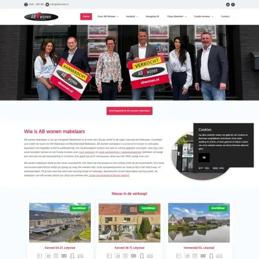 Screenshot of the website of www.abwonen.nl