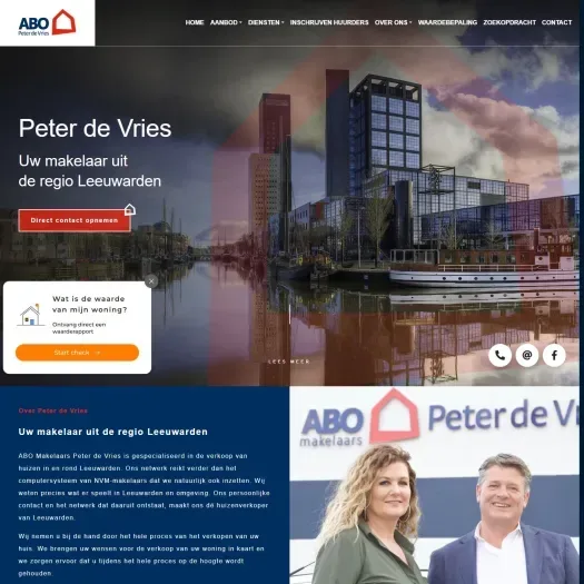 Screenshot van de website van www.abomakelaars.nl