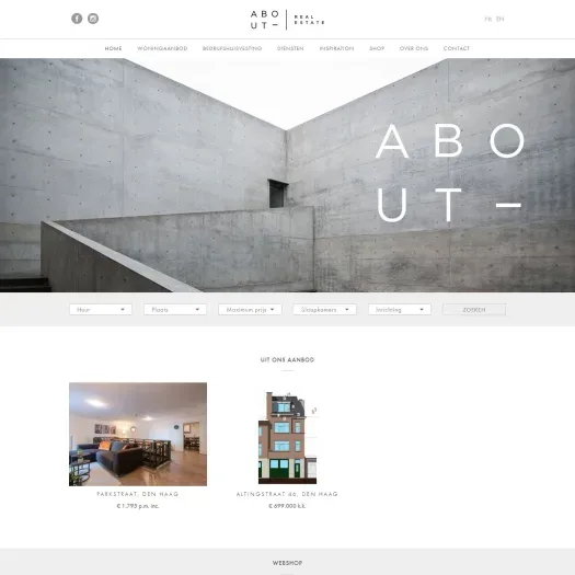 Screenshot van de website van www.aboutrealestate.nl