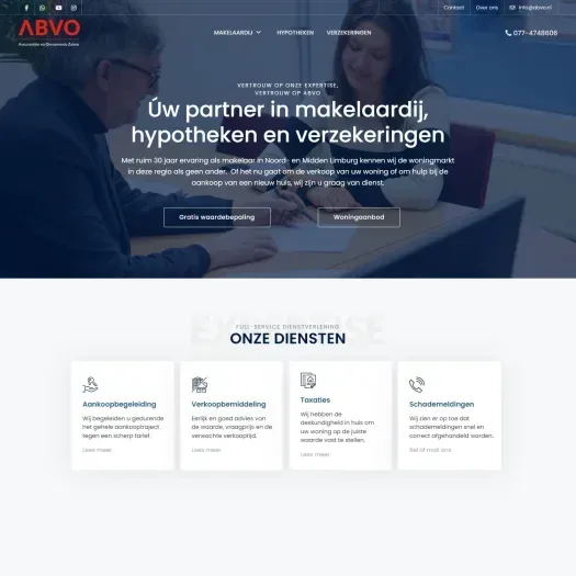 Screenshot van de website van www.abvo.nl