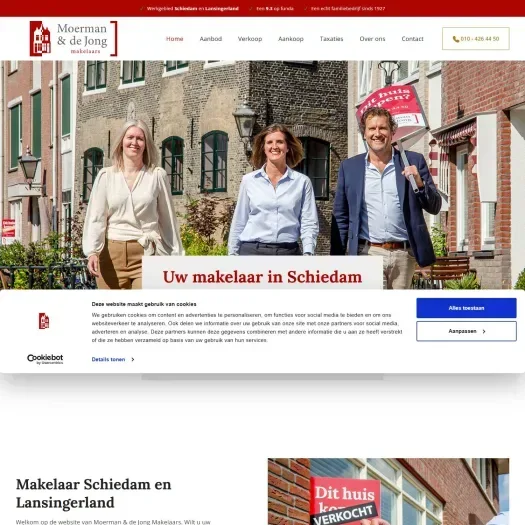 Screenshot van de website van moerman-dejong.nl