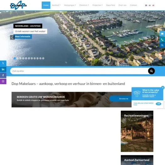 Screenshot van de website van dop.nl