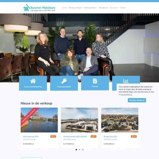 Screenshot van de website van buismanmakelaars.nl