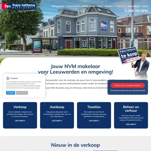Screenshot van de website van franshettema.nl