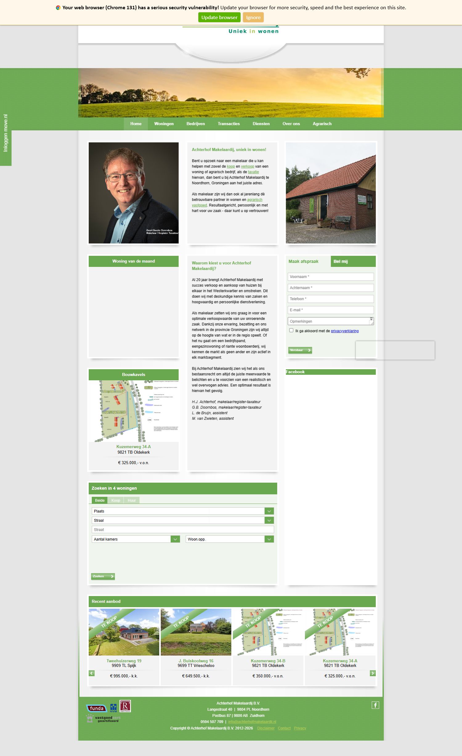 Screenshot der Website von www.achterhofmakelaardij.nl