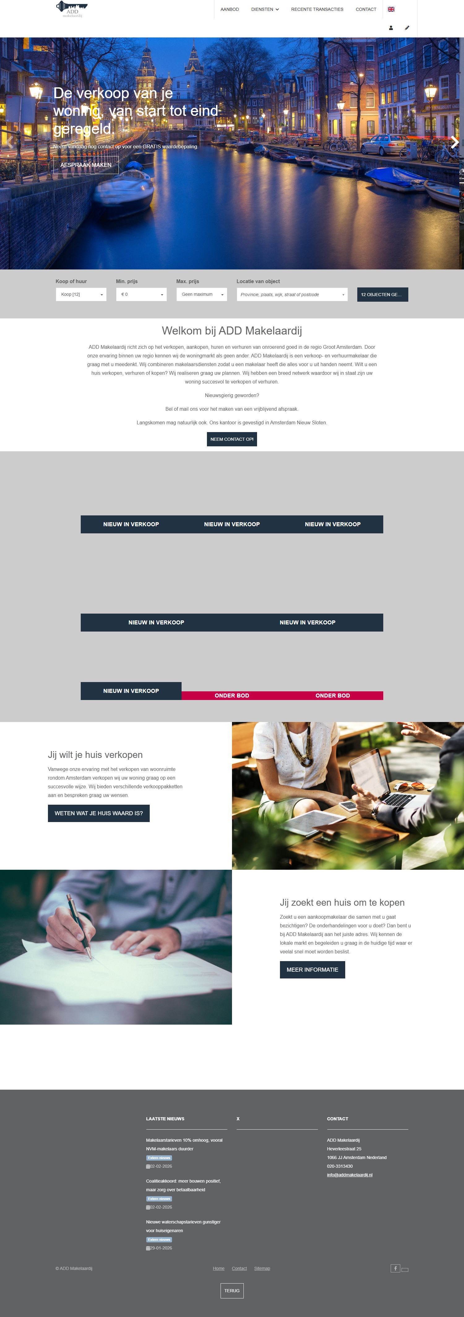 Screenshot der Website von www.addmakelaardij.nl