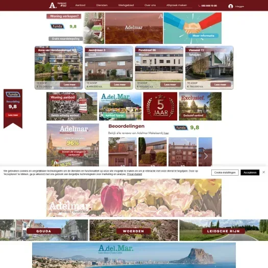 Screenshot van de website van www.adelmar.nl