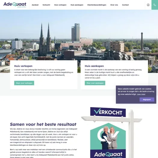 Screenshot van de website van www.adequaatmakelaardij.nl