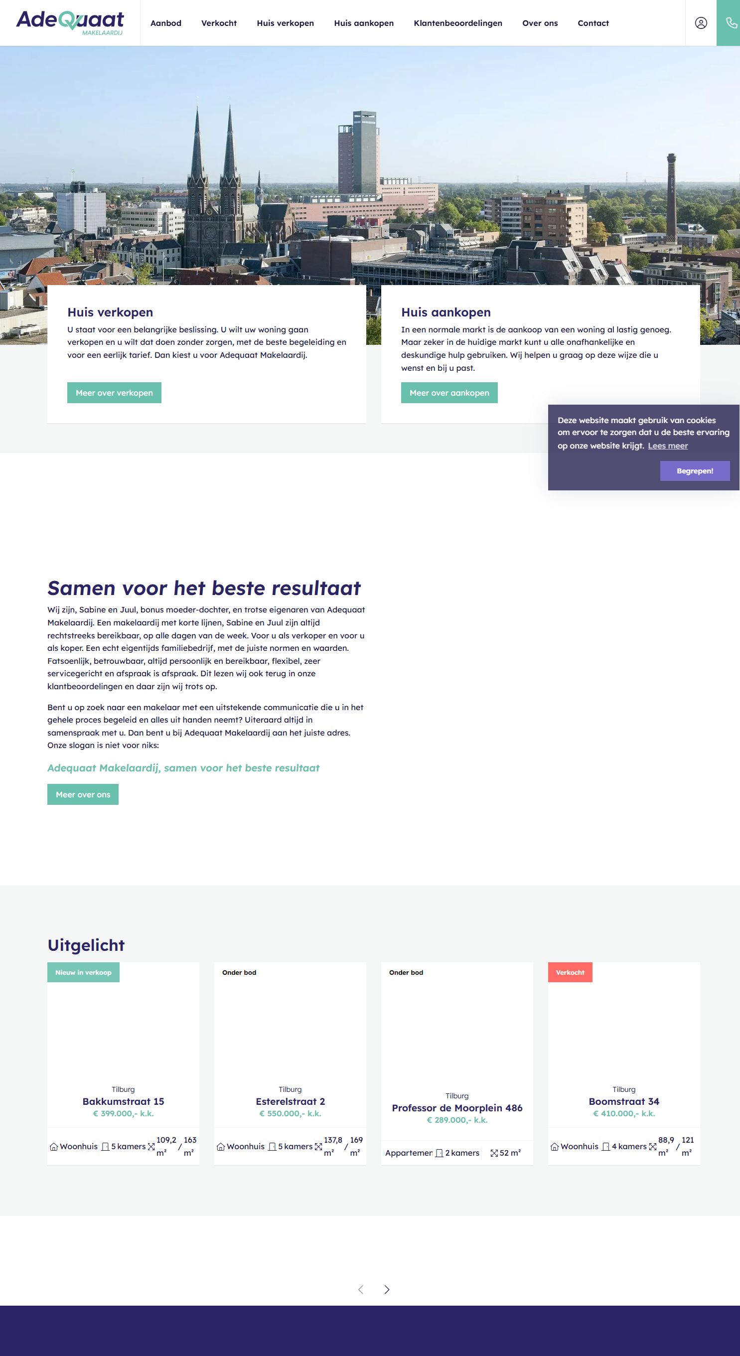 Screenshot of the website of www.adequaatmakelaardij.nl