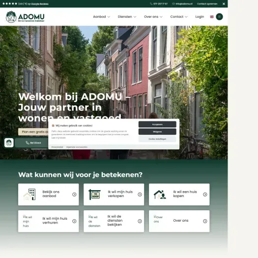 Screenshot of the website of www.adomu.nl