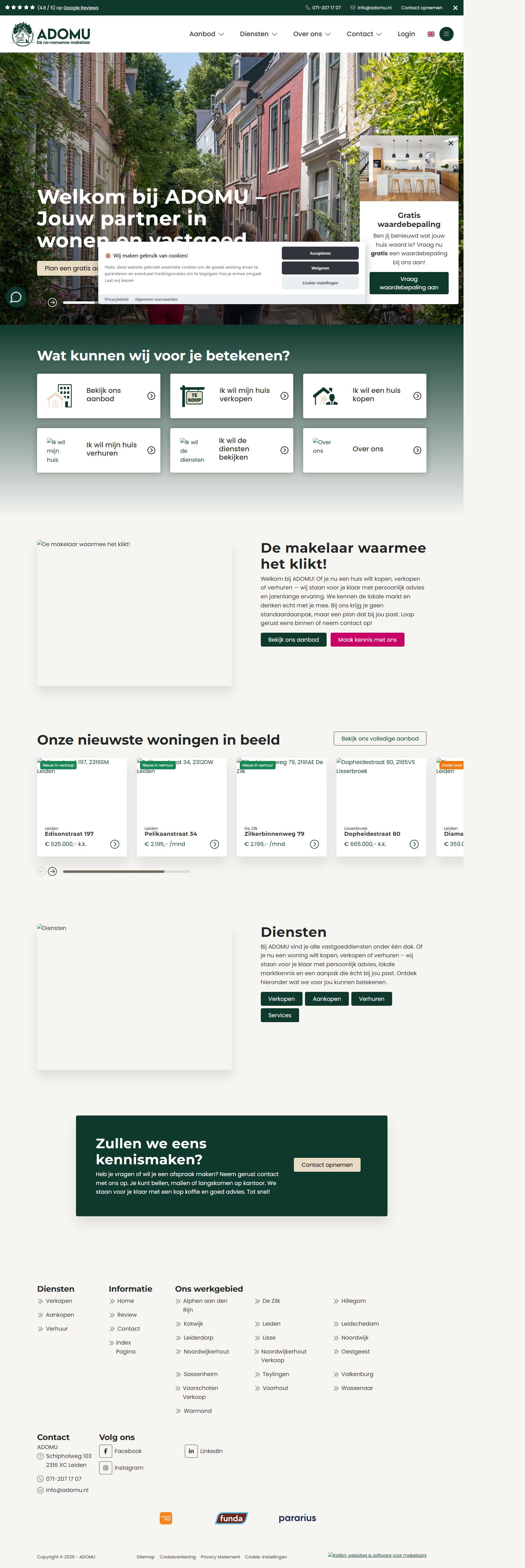 Screenshot der Website von www.adomu.nl