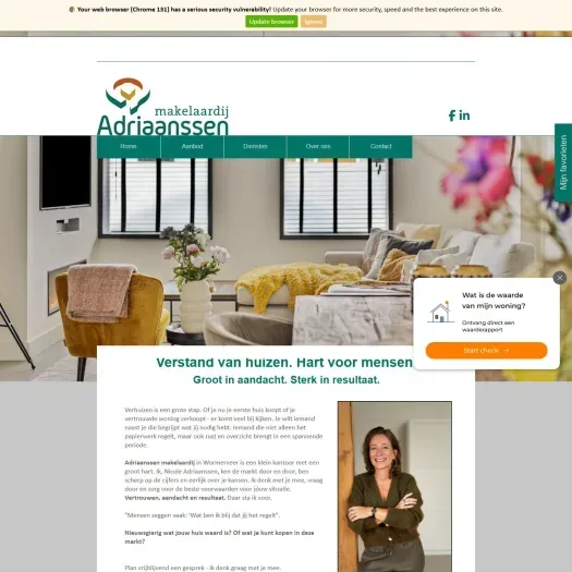 Screenshot of the website of www.adriaanssen-makelaardij.nl