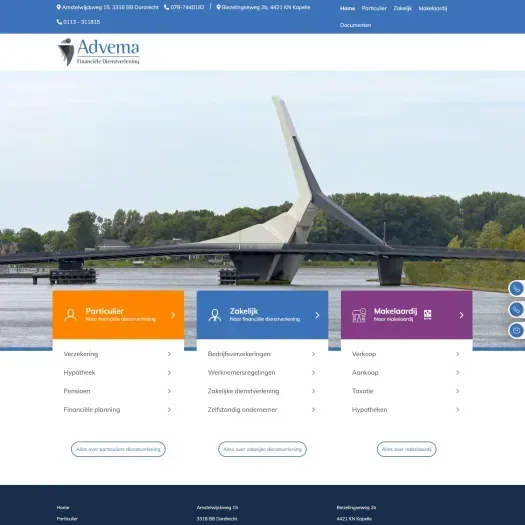 Screenshot van de website van www.advema.nl