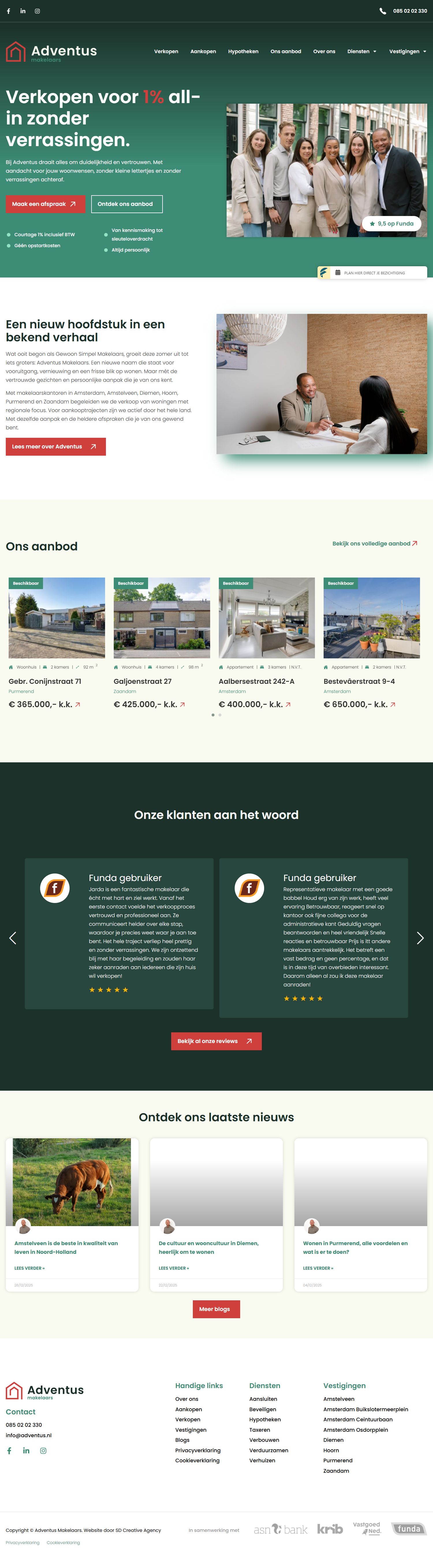 Screenshot der Website von www.adventus.nl