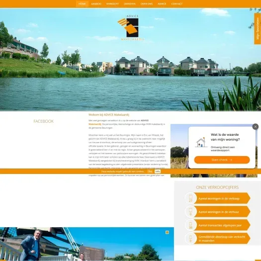 Screenshot van de website van www.advicemakelaardij.nl