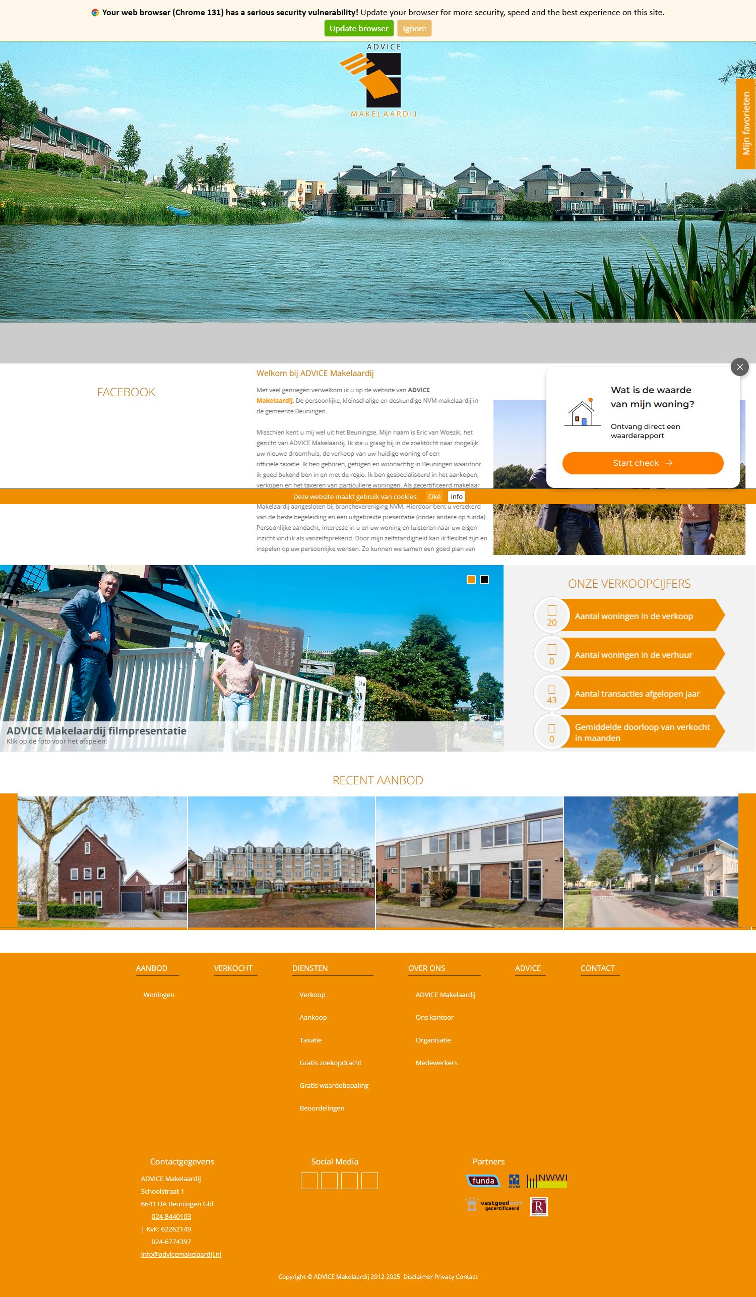 Screenshot der Website von www.advicemakelaardij.nl