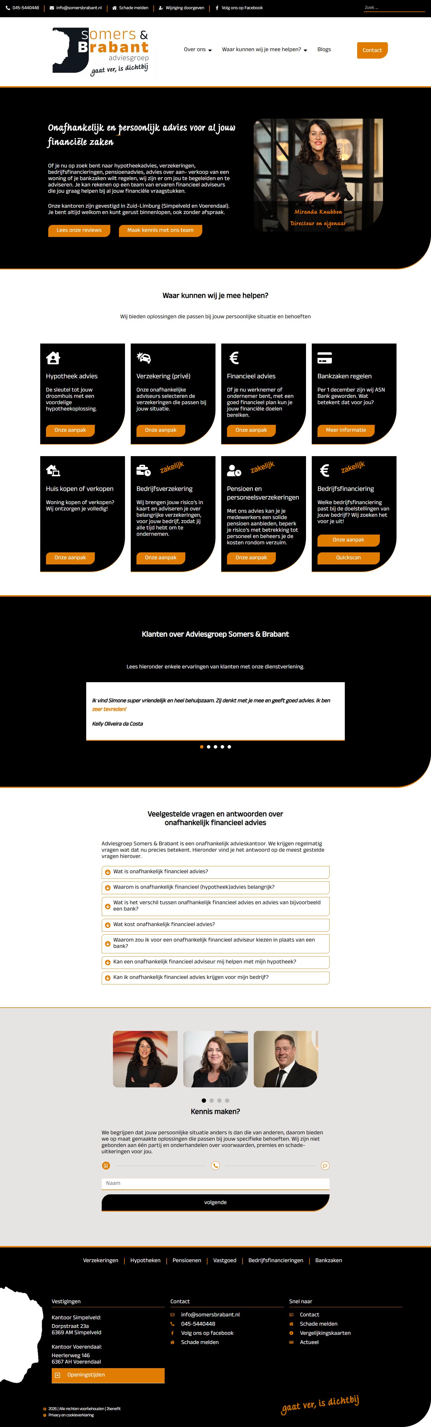 Screenshot der Website von www.somersbrabant.nl