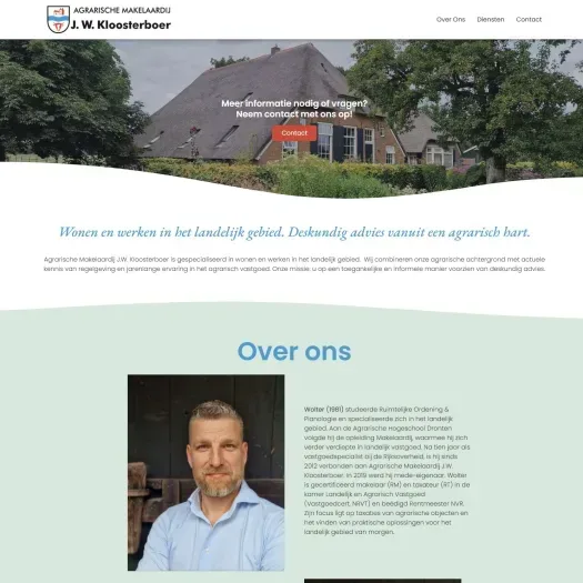 Screenshot van de website van www.makelaardijkloosterboer.nl