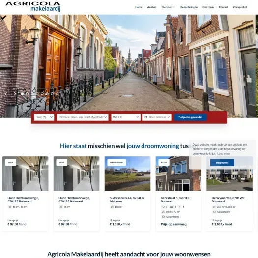 Screenshot of the website of www.agricola.nl